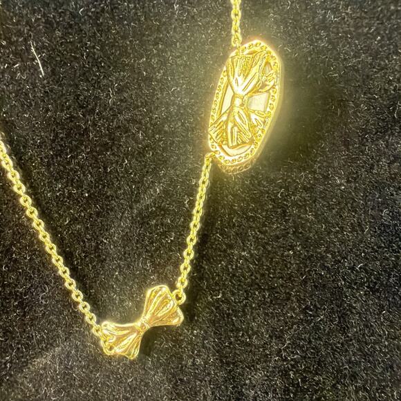 Kendra Scott Elisa Bow Gold Necklace LoveShackFancy Luna Rosa Pink Illusion NEW - Picture 10 of 11